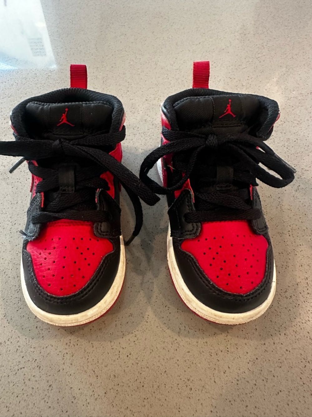 Nike Air Jordan Mid Sneakers Black and Red Toddler Size US 6C - Picture 2 of 11